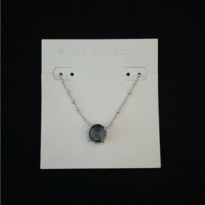 Kendra Scott Silver Necklace with Dark Pendant